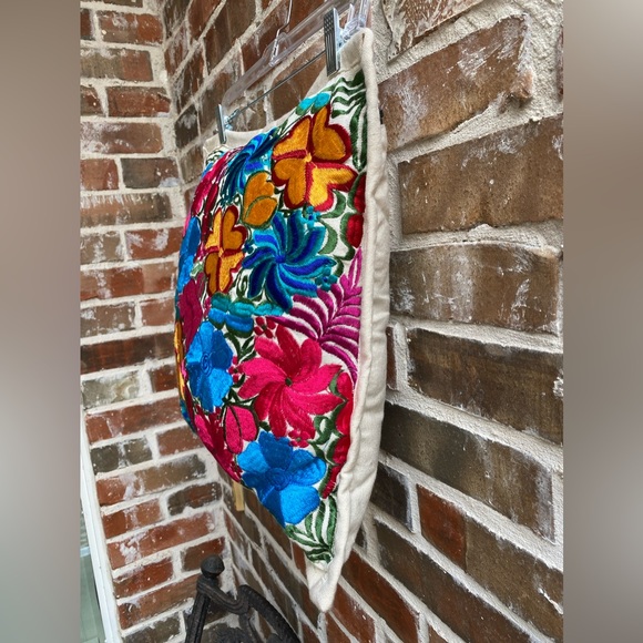 Mexican Floral Embroidery Handmade Pillow - Picture 3 of 15
